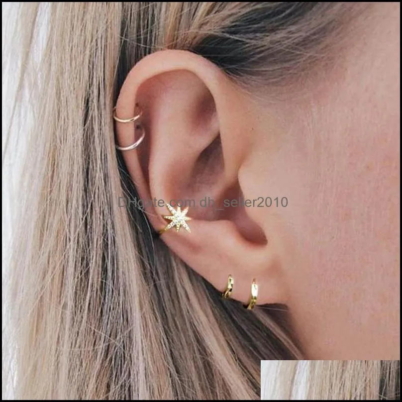 sterling silver Star Ear Cuff Micro Pave CZ Zircon Non Pierced Small Sized Girl Clip Earring Cuff Korean Earcuff Jewelry 720 Z2