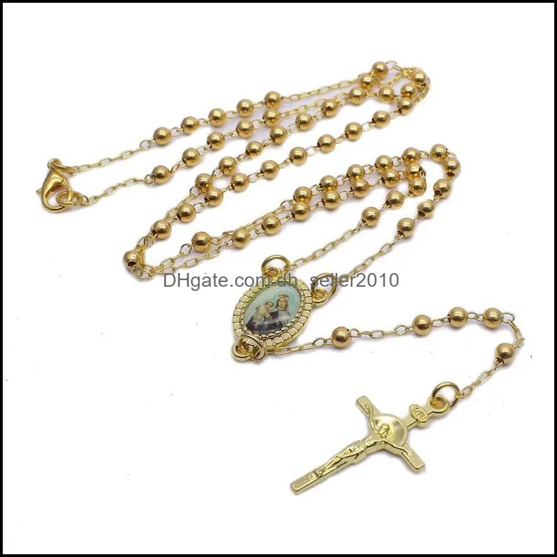 18k real yellow gold rosary pray bead the holy spirit jesus cross necklace / chain in a gift box not satisfied with the refund 102 u2