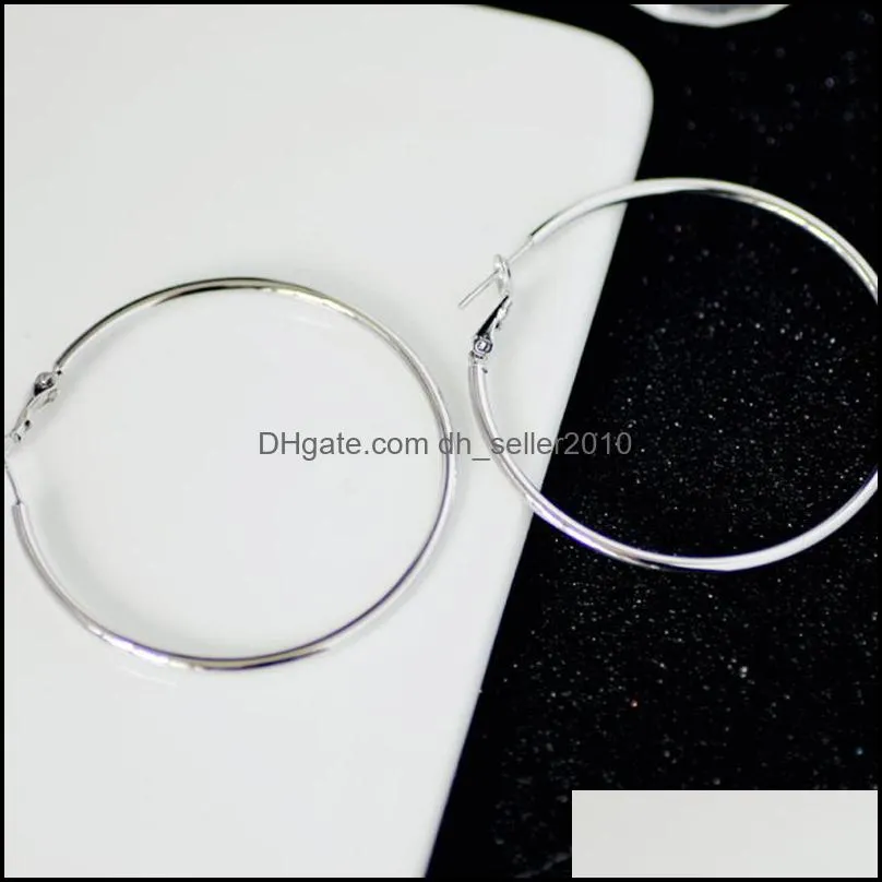 925 Sterling Silver Smooth 50/60/70/80mm Round Circle Hoop Earrings For Women Fashion Charm Engagement Wedding Jewelry 812 Z2