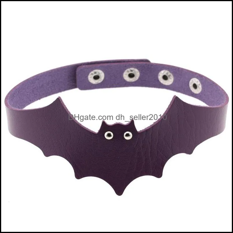 Fashion Sexy Harajuku Handmade PU Leather Bat Harness Necklace Rock Collar Punk Goth Choker Necklace Torques Chocker Gift