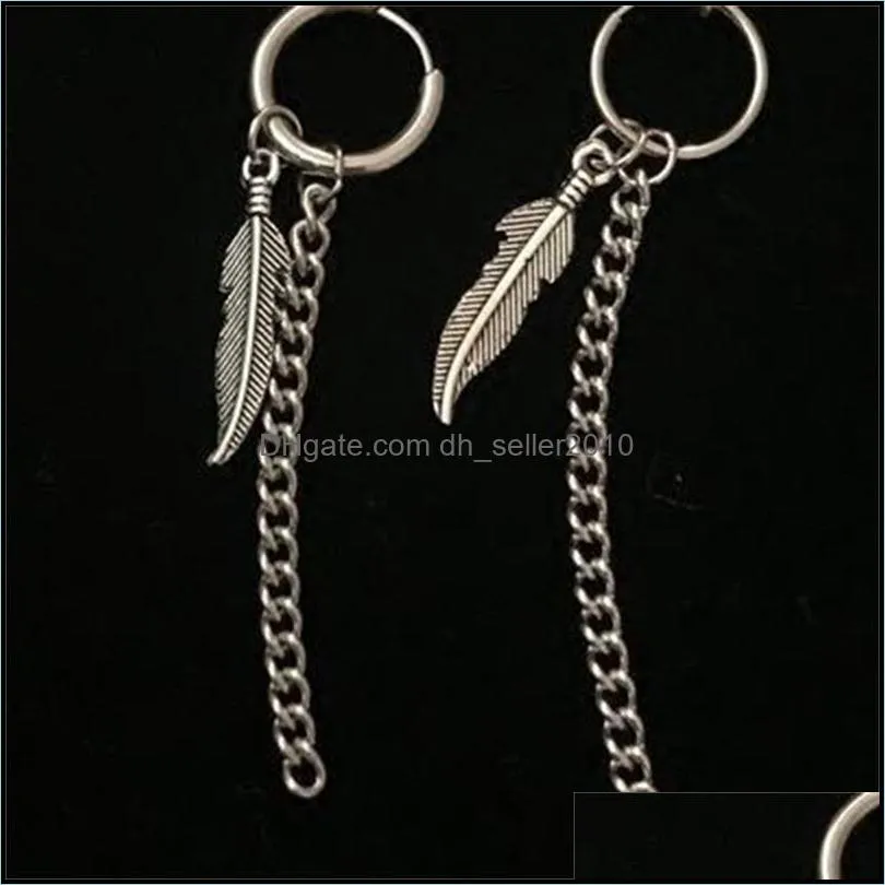 1pc Punk Titanium Steel Tassel Dangle Earrings Ear Stud Ear Clip For Men Women Korea Statement Jewelry Exquisite Hip Hop Brincos 1218
