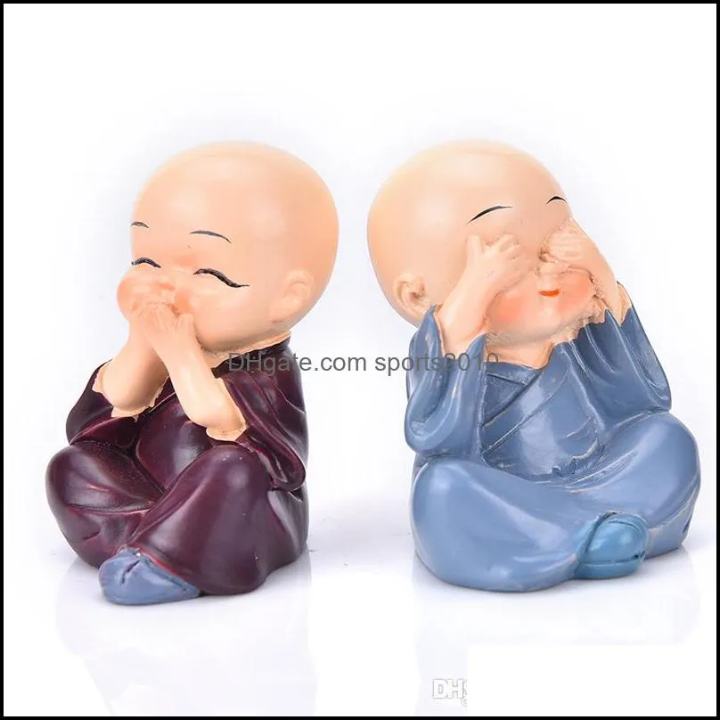 4pcs/set lovely car interior accessories doll creative maitreya resin gifts little monks buddha kung fu small ornaments