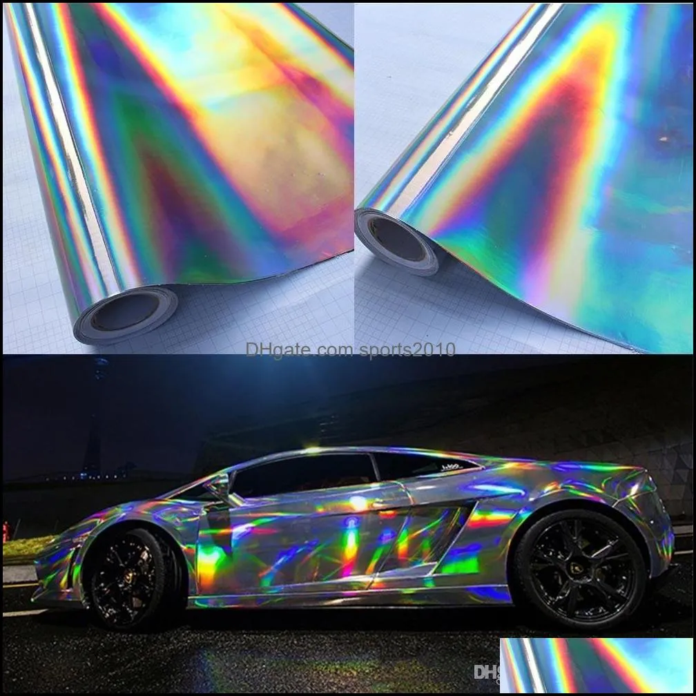 30x100cm silver laser chrome plating vinyl holographic auto car wrap film rainbow car body decoration chrome sticker sheet decal