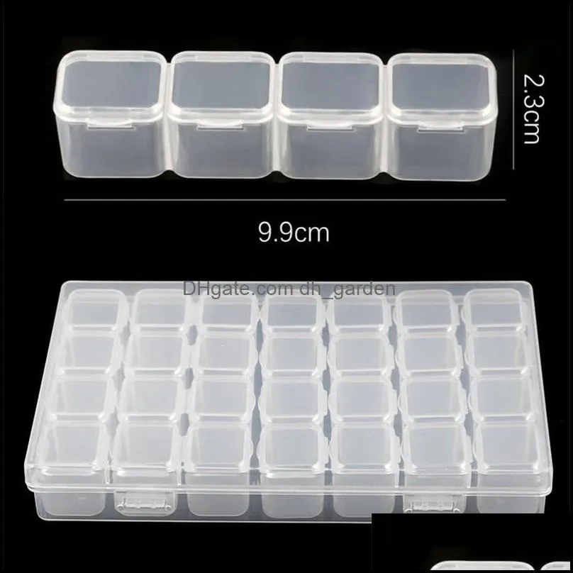 Jewelry Pouches Bags 12/28Grids Plastic Storage Box Beads Case Transparent Compartment Organizer Adjustable Brit22