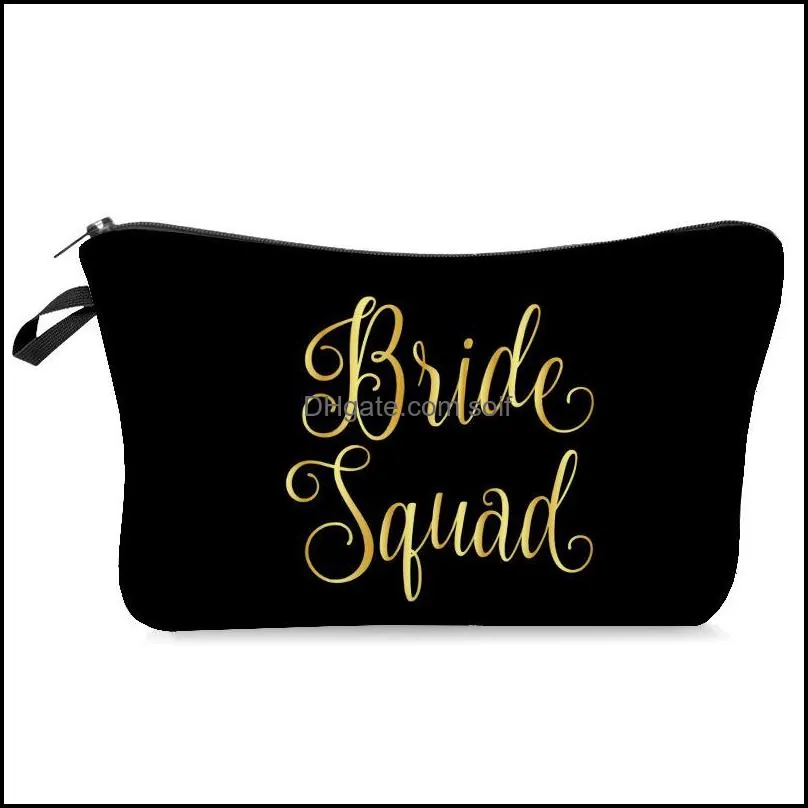 Bride Squad Cosmetic Clutch Bag Washing Room Travel Storage Bags Water Proofing Dumpling Shape Pochette Handbag Cute