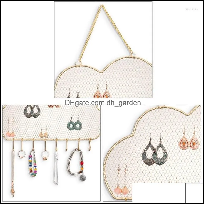 Jewelry Pouches Earring Organizer Wall Mount Holder For Necklace Bracelet Storage Rack Display Decoration With Hooks