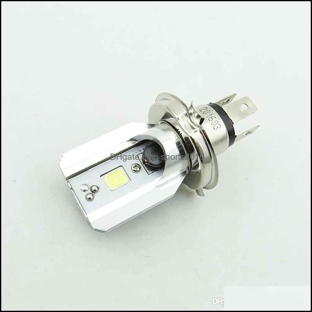 1 x h4 18w 12v motorcycle lighting led headlight 6000k moto bulbs hi/lo beam front lights cob moped scooter motobike lamp xenon white