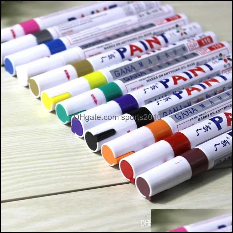 12x colorful waterproof pen car tyre tire tread cd metal permanent paint markers graffiti oily marker pen marcador caneta stationery