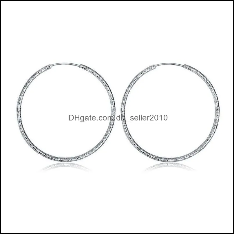 Dangle Chandelier wholesale 925 Sterling simple big circle earrings!925 silver 50mm round hoop earring jewelry,925 women`s jewelry 444