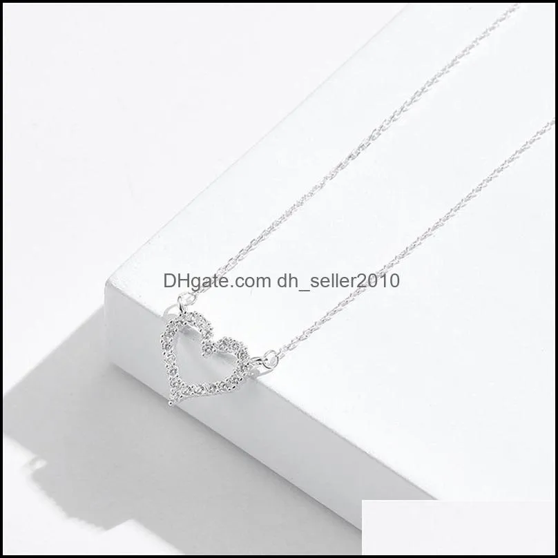 Heart-Shaped 925 Sterling Silver Pendant Necklaces For Women 5A Clear Cubic Zircon Girl Necklace Anniversary Fine Jewelry