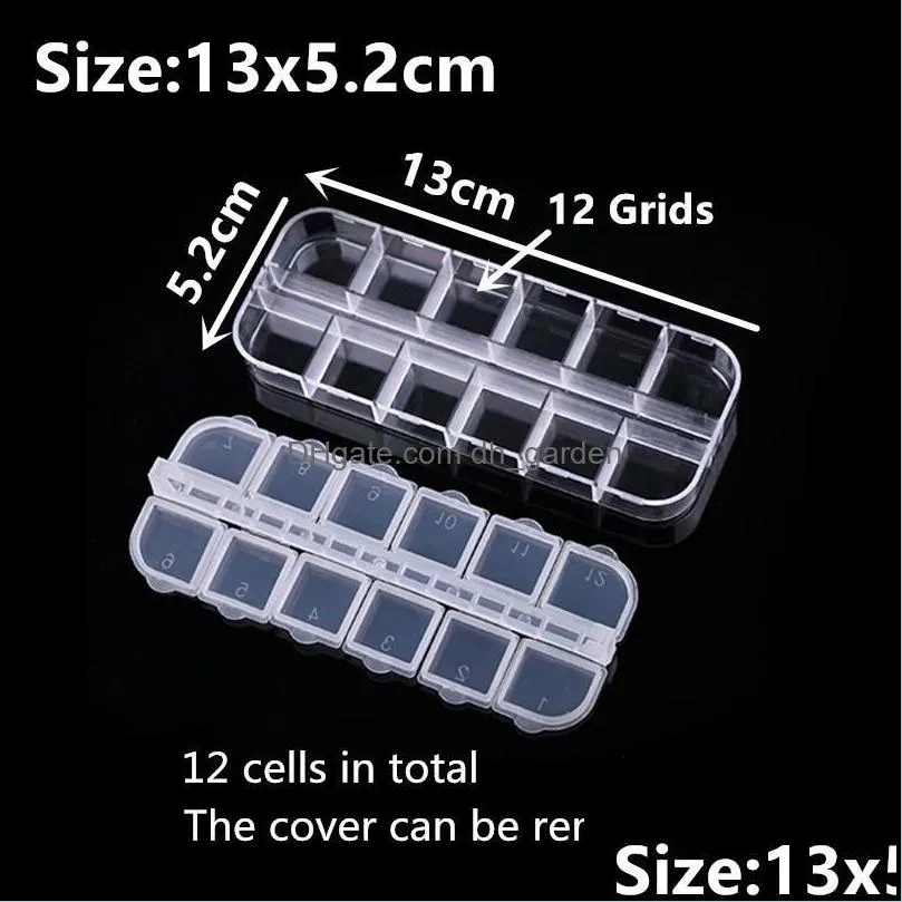 Jewelry Pouches Bags 12/28Grids Plastic Storage Box Beads Case Transparent Compartment Organizer Adjustable Brit22