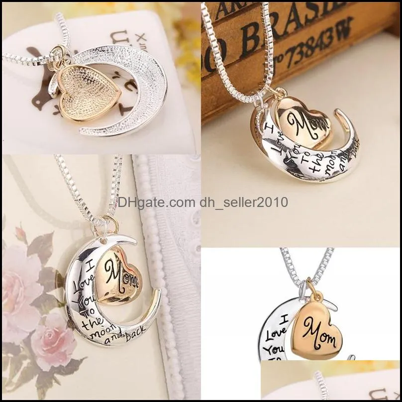 Moon Love Heart Pendants Necklace Women Men Msee pic`s Day Letter Necklaces Fashion Jewelry Chain I Love You Mom 2 5hqa F2B