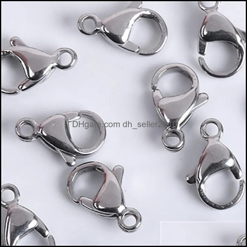 20Pcs/Lot Stainless Steel Lobster Clasps For Jewelry Making Necklace Bracelet Finding End Clasps Connectors Hooks Accessories 1379 Q2