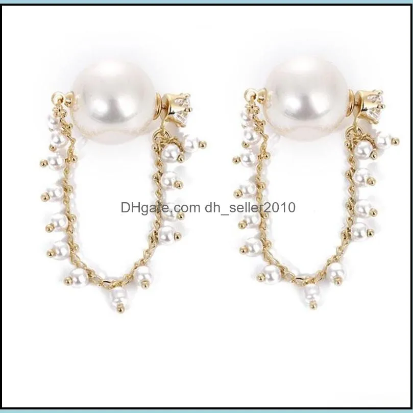 Women Long Eardrop Jewelry Lady Plated Gold Chain Zircon Pearl Fashion Ear Studs 2020 New Pattern 4 25aj J2
