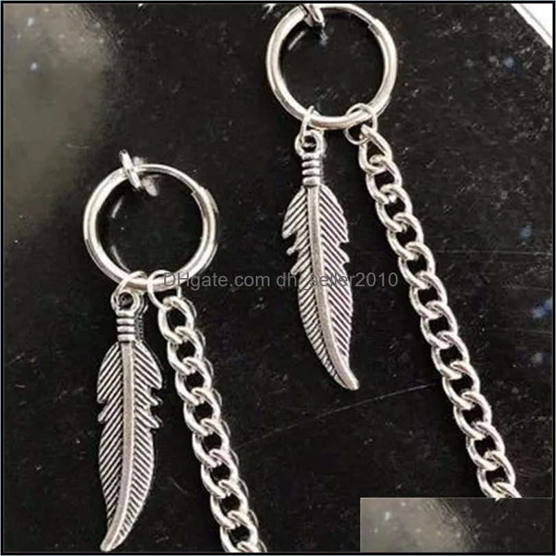 1pc Punk Titanium Steel Tassel Dangle Earrings Ear Stud Ear Clip For Men Women Korea Statement Jewelry Exquisite Hip Hop Brincos 1218