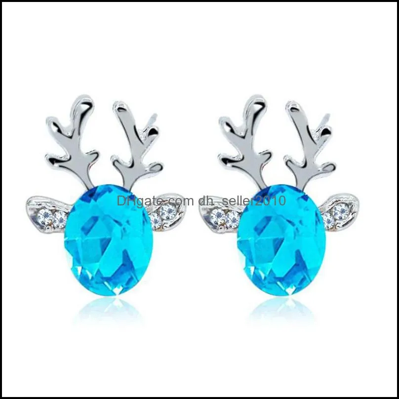 Crystal Ear Studs Fashion Rhinestone Antlers Three Dimensional Jewelry Women Reindeer New Stud Earrings Christmas 1 08jk K2B