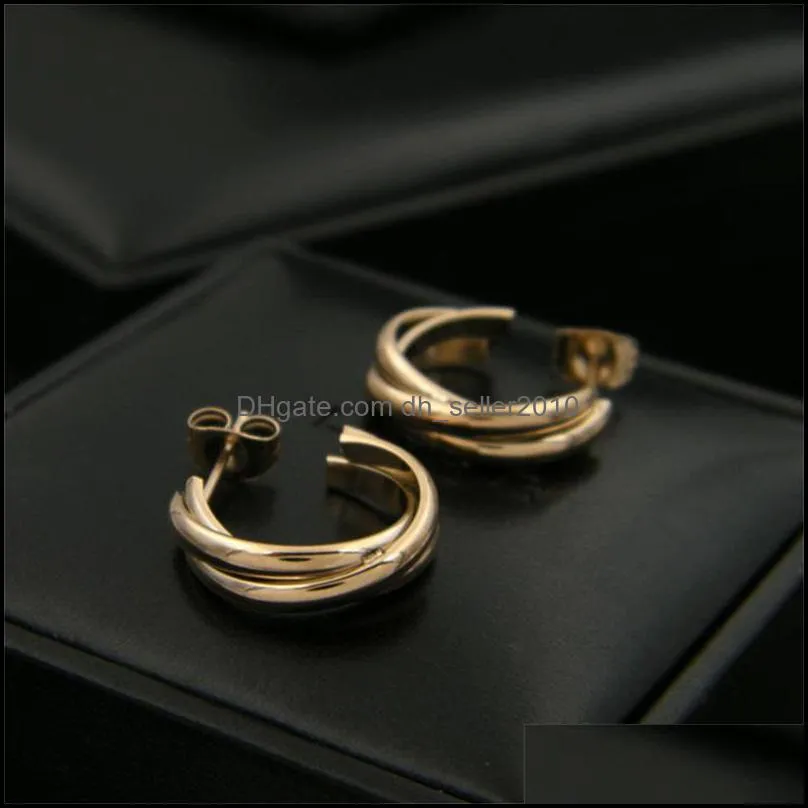 Punk Women three lines connect hook earring Stainless Steel Ear Hoop Earrings Gauges NEW mix mix colors Jewelry PS5658 776 Q2