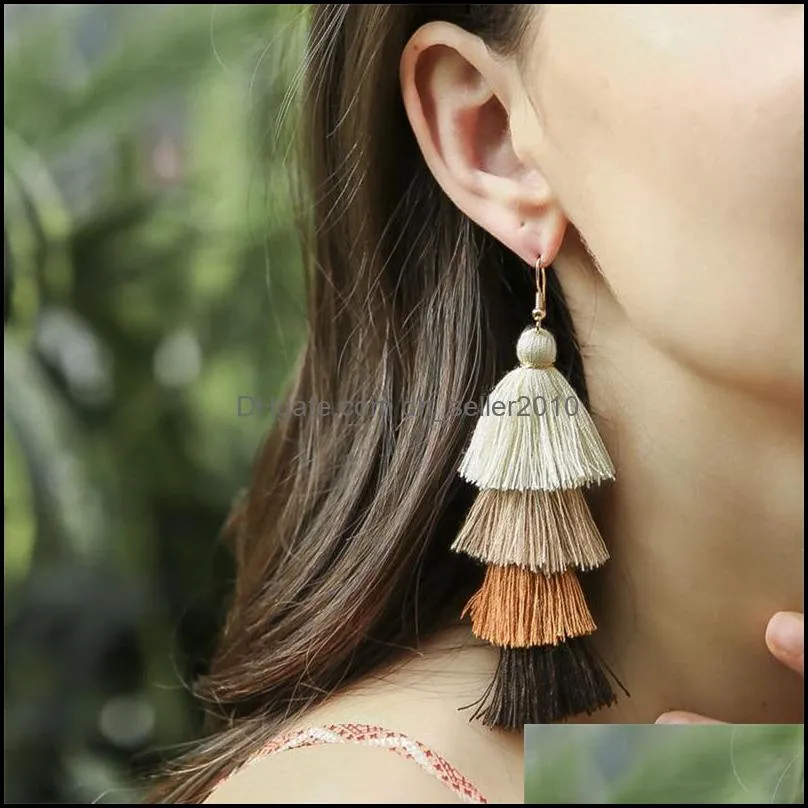 Ethnic Style Tassels Women Earrings Jewelry Plated Gold Handmade Lady Fashion Dangle Earring Alloy Eardrop 2 3jm J2B