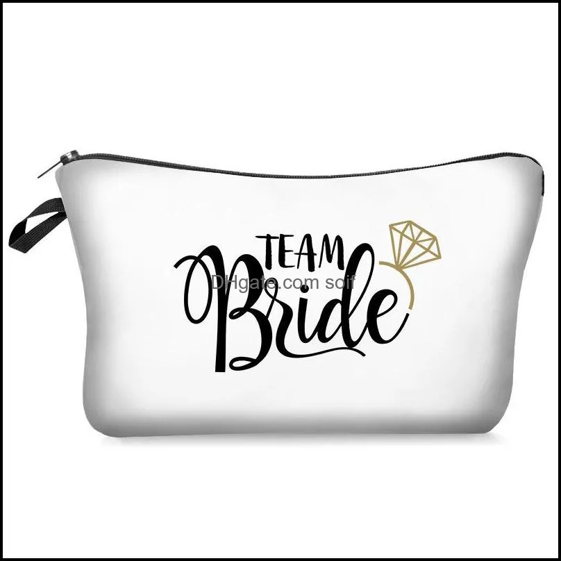 Bride Squad Cosmetic Clutch Bag Washing Room Travel Storage Bags Water Proofing Dumpling Shape Pochette Handbag Cute