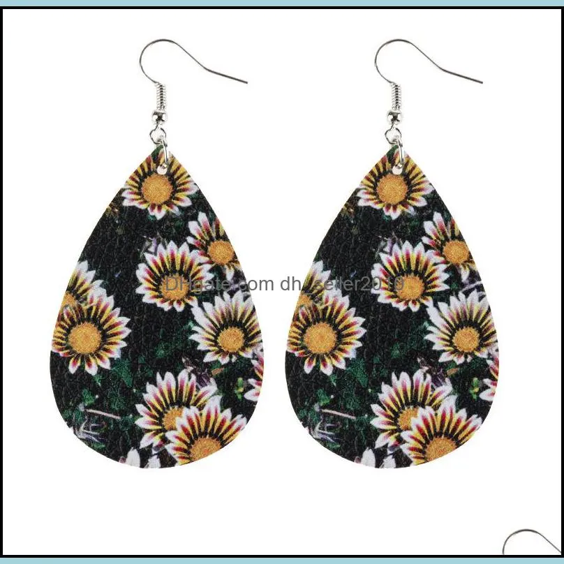 Sunflower Leather Drop Dangle Earrings 2020 Fashion Stud Earring Women Jewelry Ear Studs Flower Gift Ornaments 3sp F2B