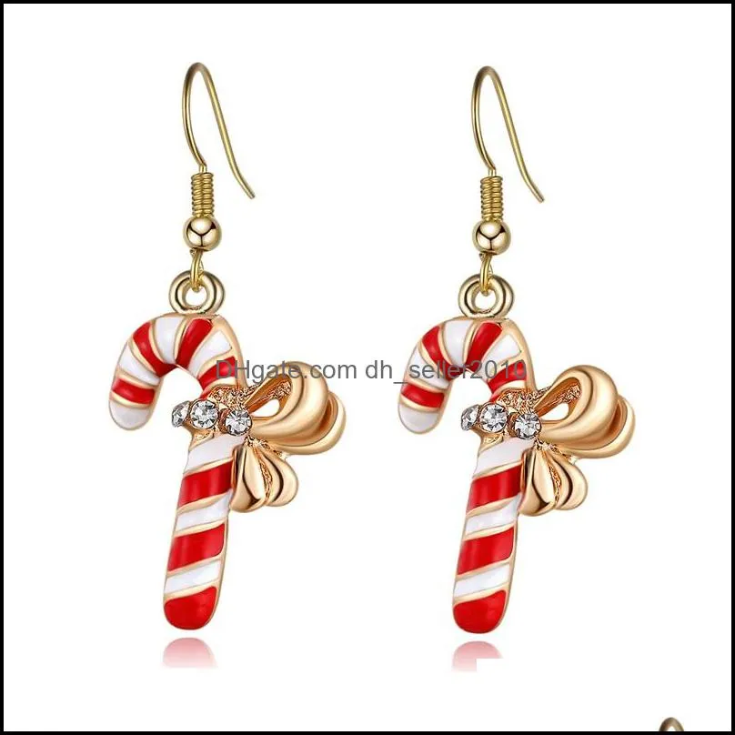 Christmas Women Alloy Earrings Jewellery Crystal Rhinestone Santa Claus Deer Cane Lady Fashion Dangle Eardrop 3 5md J2B