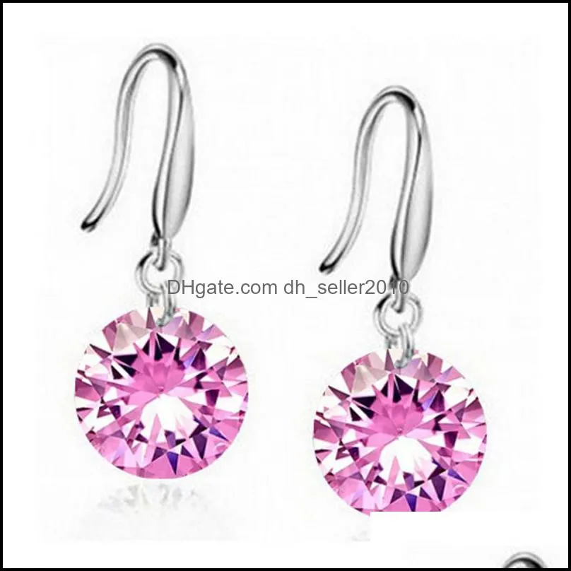 Sterling Silver Earrings Gemstone Big Long Dangle Geometric Drop Earring Cubic Zirconia Statement Crystal Earrings 32 J2