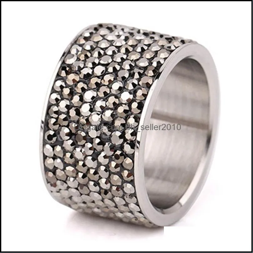 316L stainless steel Womens Wedding rings Jewelry anillos de acero inoxidable para mujer Wholesale CZ Crystal Pave