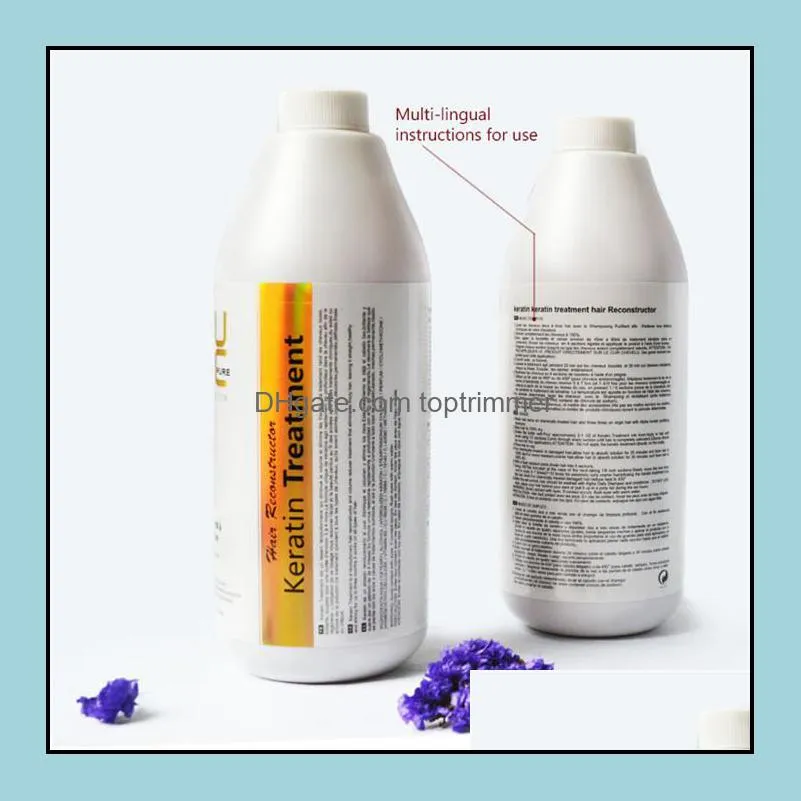 purc brazilian keratin hair treatment 1000ml formalin 12% deep repairs damaged curly hair straightening hairs salon