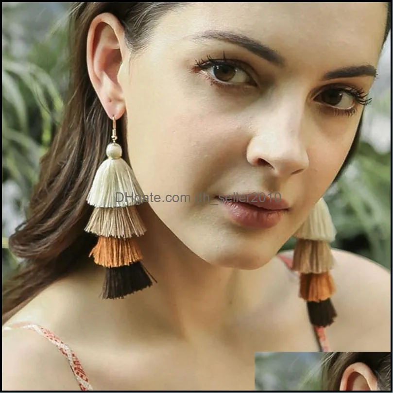 Ethnic Style Tassels Women Earrings Jewelry Plated Gold Handmade Lady Fashion Dangle Earring Alloy Eardrop 2 3jm J2B