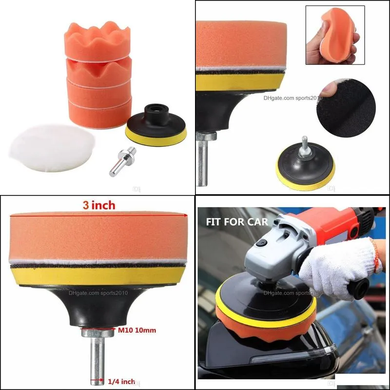 6pcs buffing pad care products set thread 3 inch auto car polishing kit for polisher add drill adaptor m10 power tools accessories