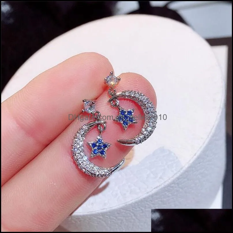 Classics Stud Earrings Star Moon Jewelry Crystal Microinlay Zircon Fashion Anti Allergy Trend Women Eardrop Wedding 4 2nx K2