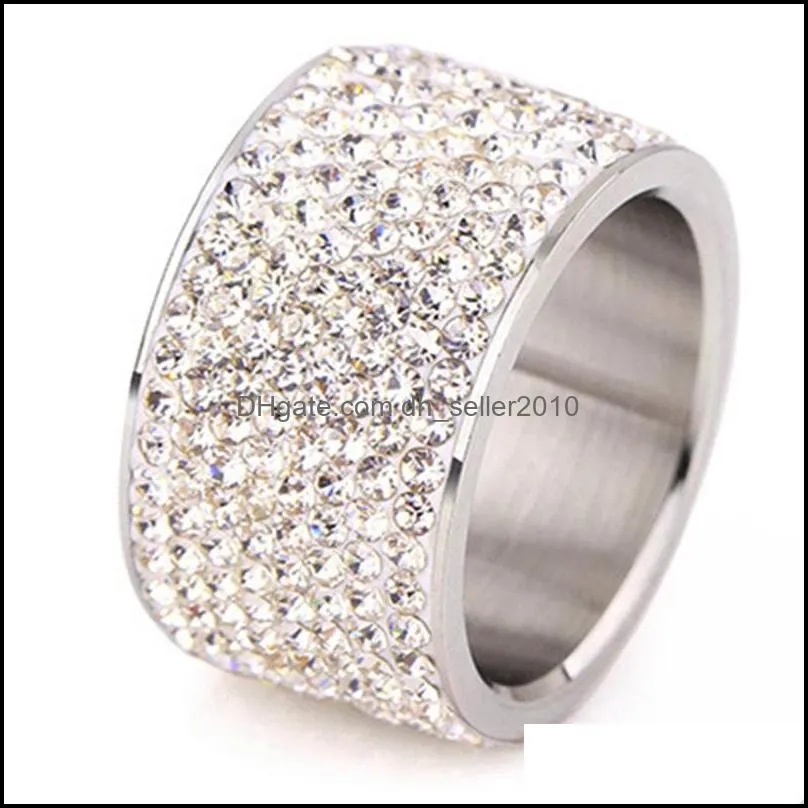 316L stainless steel Womens Wedding rings Jewelry anillos de acero inoxidable para mujer CZ Crystal Pave