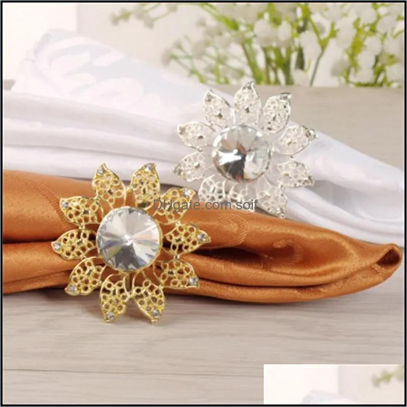 multi styles rhinestone napkin buckle table decorations rings serviette holder circle wedding hotel gem stone ring