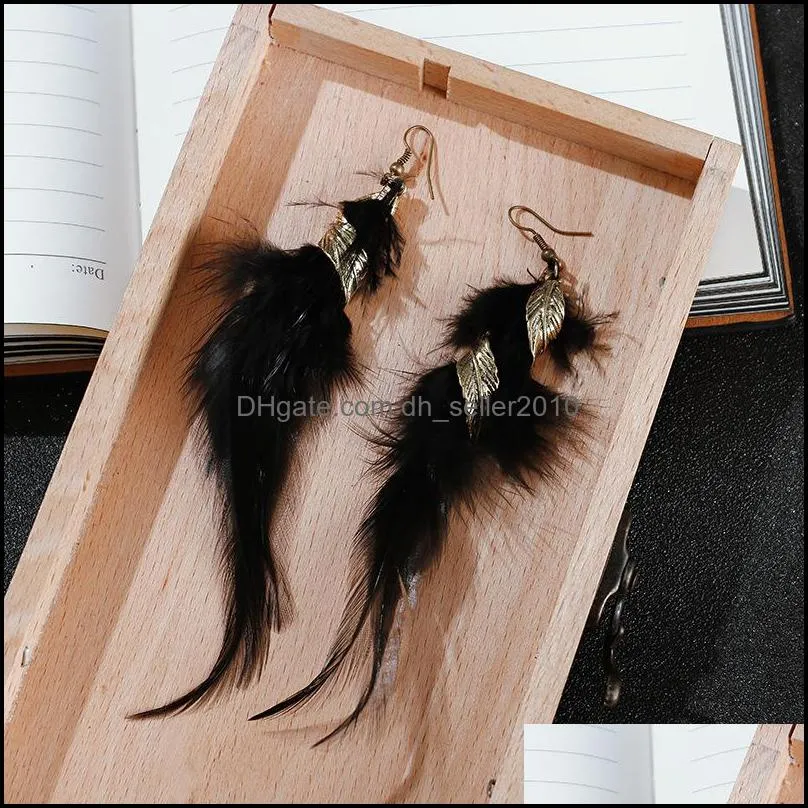 Feather Earrings Exaggeration Retro Ethnic Tassels Originality Leaves Fairy Jewelry Vintage Woman Dangle Ear Pendants Accesories 2 39dx