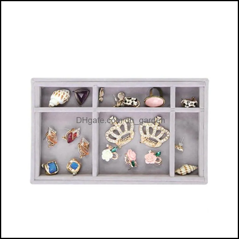 Jewelry Pouches Bags 3 Options Handmade DIY Box Drawer Storage Organizer Gray Soft Velvet Jewellery Earring Necklace Pendant Bracelet Tray