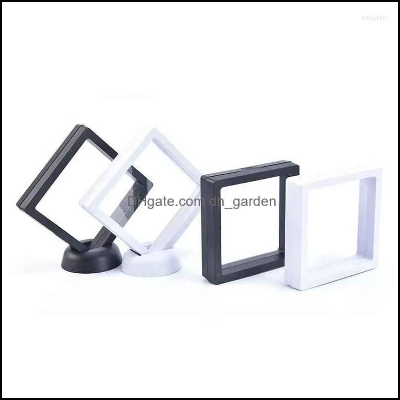Jewelry Pouches Black White Suspended Floating Plastic Display Case Earring Coin Gems Ring Storage Pet Membrane Stand Holder Box
