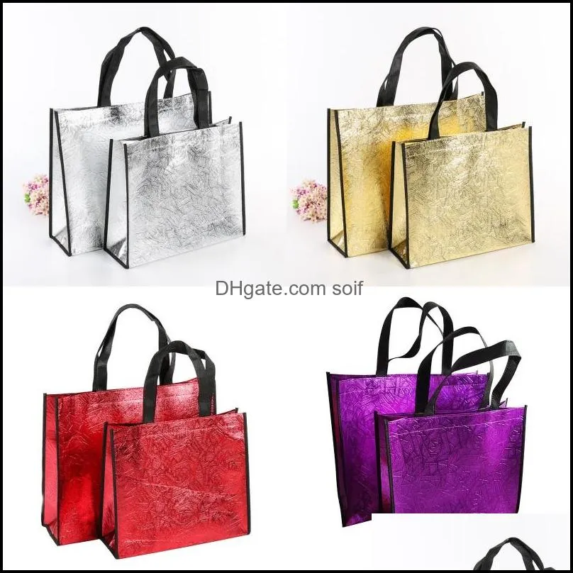 DIY Shopping Bags Foldable Fashion Tote Laser Fabric Nonwoven No Zipper Bag Home Reusable Handbags