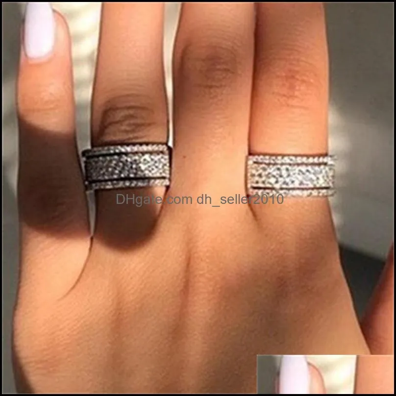 Starlight Promise Ring 925 sterling Silver five dazzling layers Diamond cz Engagement Wedding Band Rings For Women men 15 R2