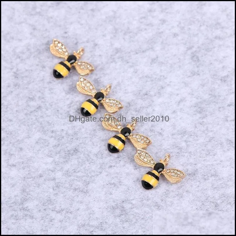 Wholesale Popular CartoonDiamond bees Colour DIY Metal pendants Charms Jewelry Making Gifts