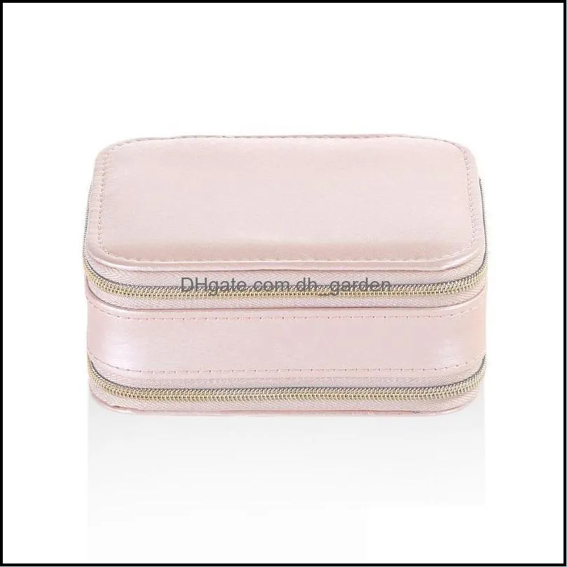 Jewelry Pouches Bags Luxury Leather Organizer Case With Zippers Portable Multifunctional Ring Pendant Lipstick Storage Box Mirror