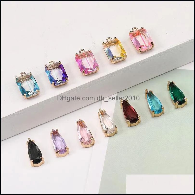 Colorful K9 Crystal Waterdrop Square Pendants For Jewelry Making Diy Earrings Necklace Fashion Charms Jewelry Accessories