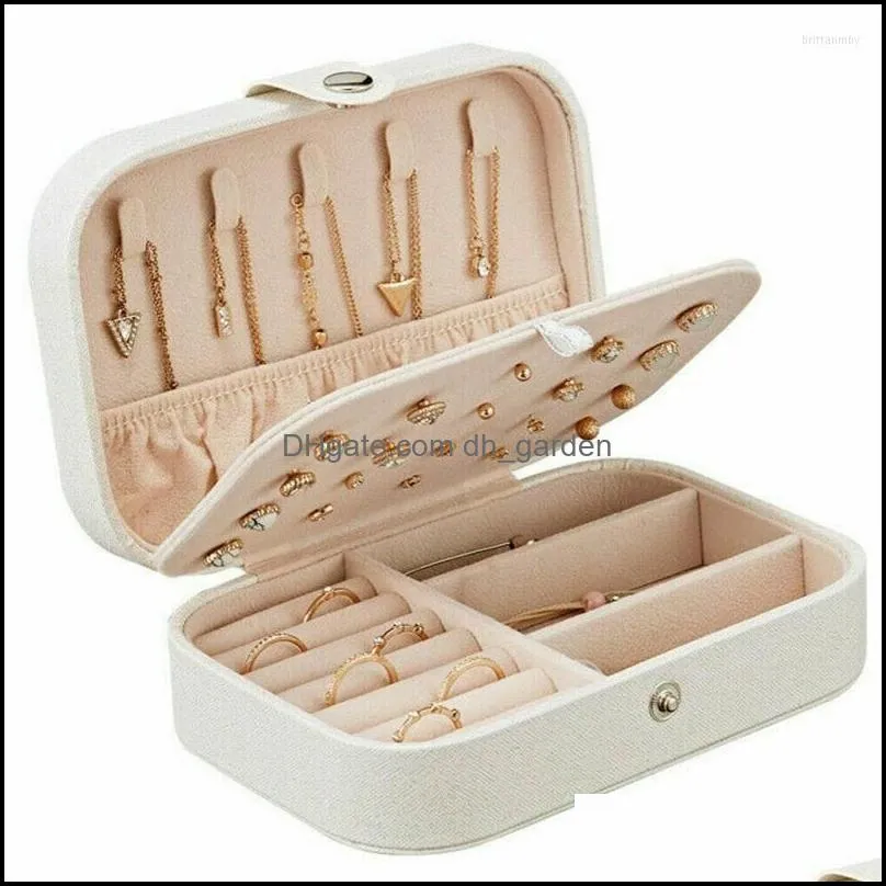 Jewelry Pouches Organizer Display Case Boxes Portable Box Button Leather Storage Zipper Jewelers