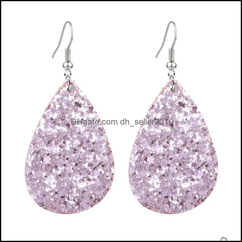 Classic Sequin Glitter PU Leather Dangle Earrings For Women Personalized Star Teardrop Jewelry Statement Earrings 3588 Q2