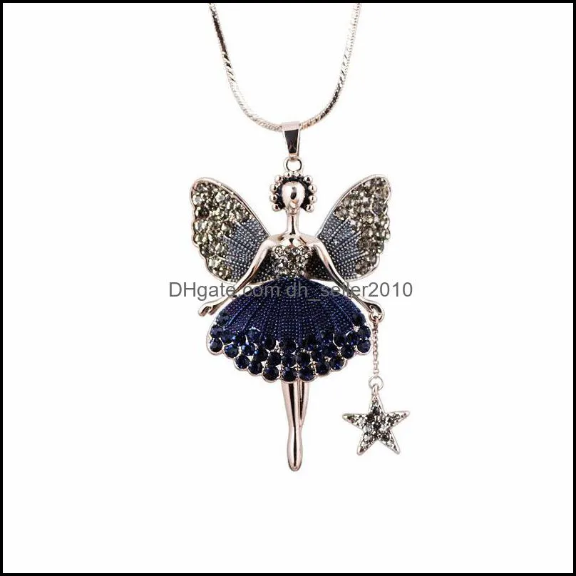 statement neclaces sweater chain pendant enamel jewelry maxi neclace alloy enamel dance girl fairy angel necklace 10 n2