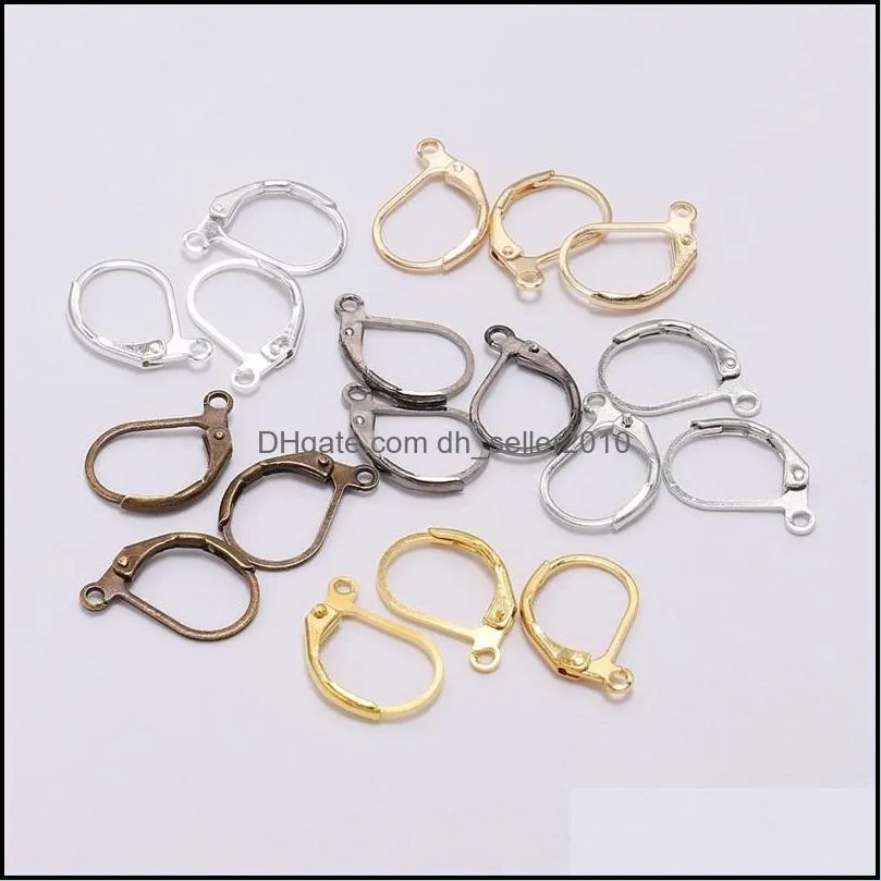 20pcs/lot 15*10mm Gold French Lever Earring Hooks Wire Settings Base Hoops Earrings For DIY Jewelry Making Supplies 1240 Q2