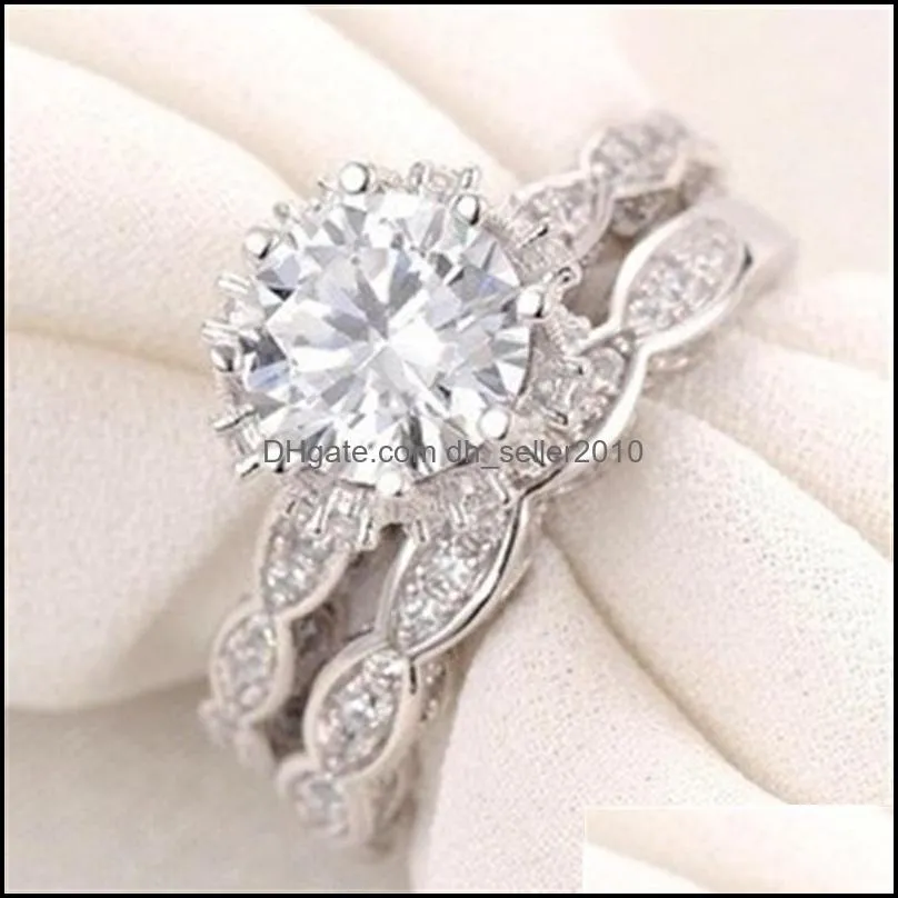 Vintage Engagement wedding Band ring Set for women 3ct Simulated diamond Cz 925 Sterling Silver Female Party ring