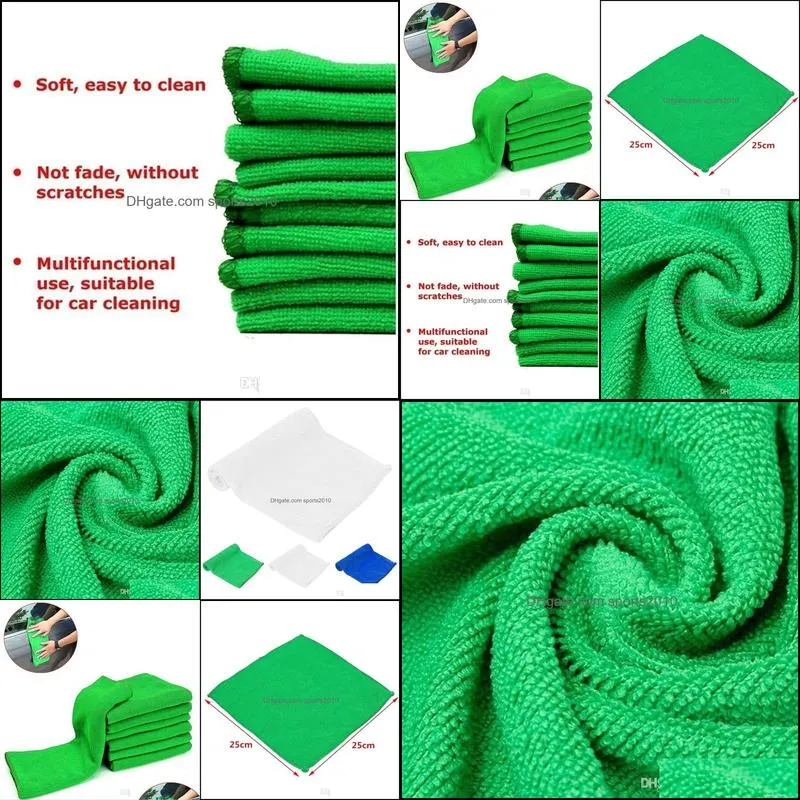 10pcs/bag new soft auto detailing green microfiber car towel wash detailing towel cleaning duster for car cleaning