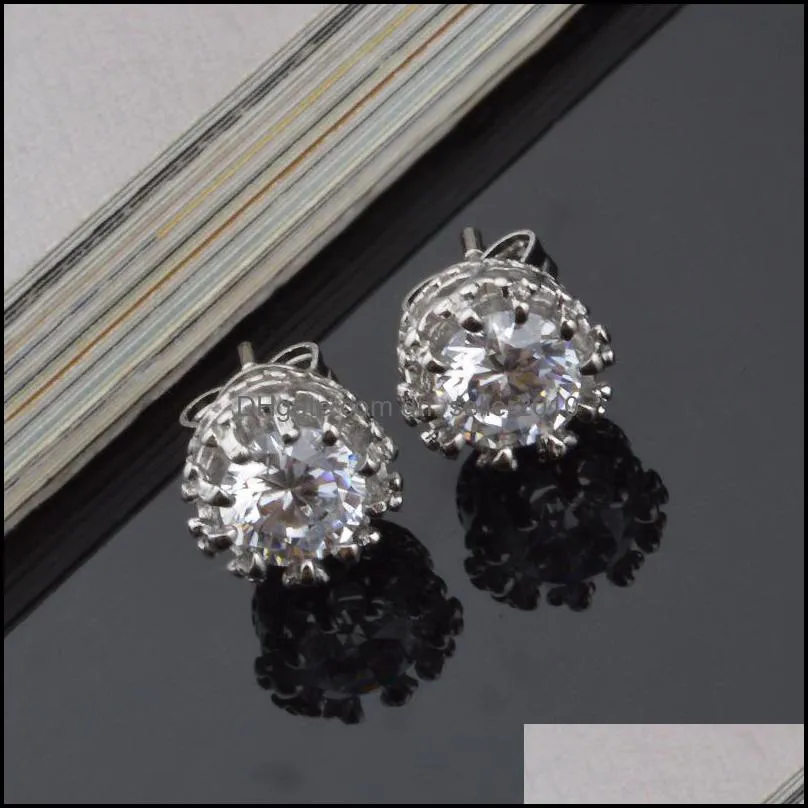 Crown Zircon Stud Earrings Trinket Woman Fashion Earring Jewelry Ear Studs Luxury Trendm 2 3yd G2B