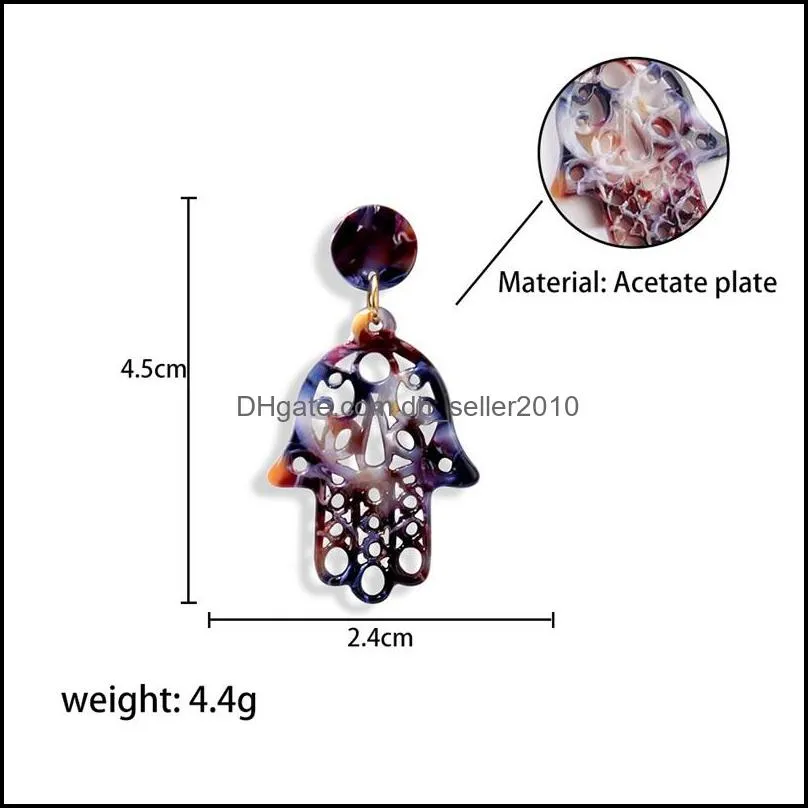 Acetic Acid Plate Women Earrings Jewelry Palm Shaped Lady Fashion Dangle Earring Alloy Eardrop Multicolor 2020 3 2yn J2B