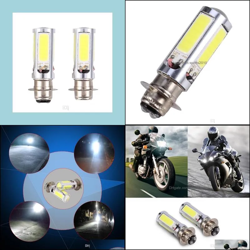 1pair 6000k motorcycle lighting white h6m cob led motor bike/atv headlight fog light bulb px15d p15d251